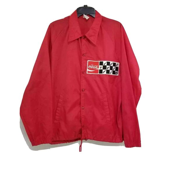 Vintage 70’s Ebert Sportswear Coca Cola Racing Nylon Red Jacket M Windbreaker - Picture 1 of 12